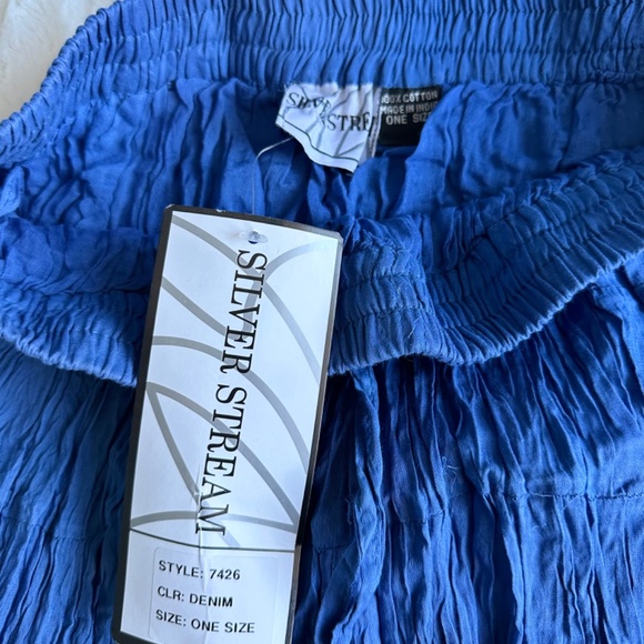 Silver Stream Skirts Nwt Blue Crinkle Broomstick Skirt Fun Spring